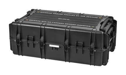 Explorer 10840 Waterproof Case With Wheels - Black - Front view showing edge castors