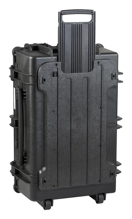 Explorer 7630 Waterproof Case With Wheels - Rear View with Telescopic Handle Extended